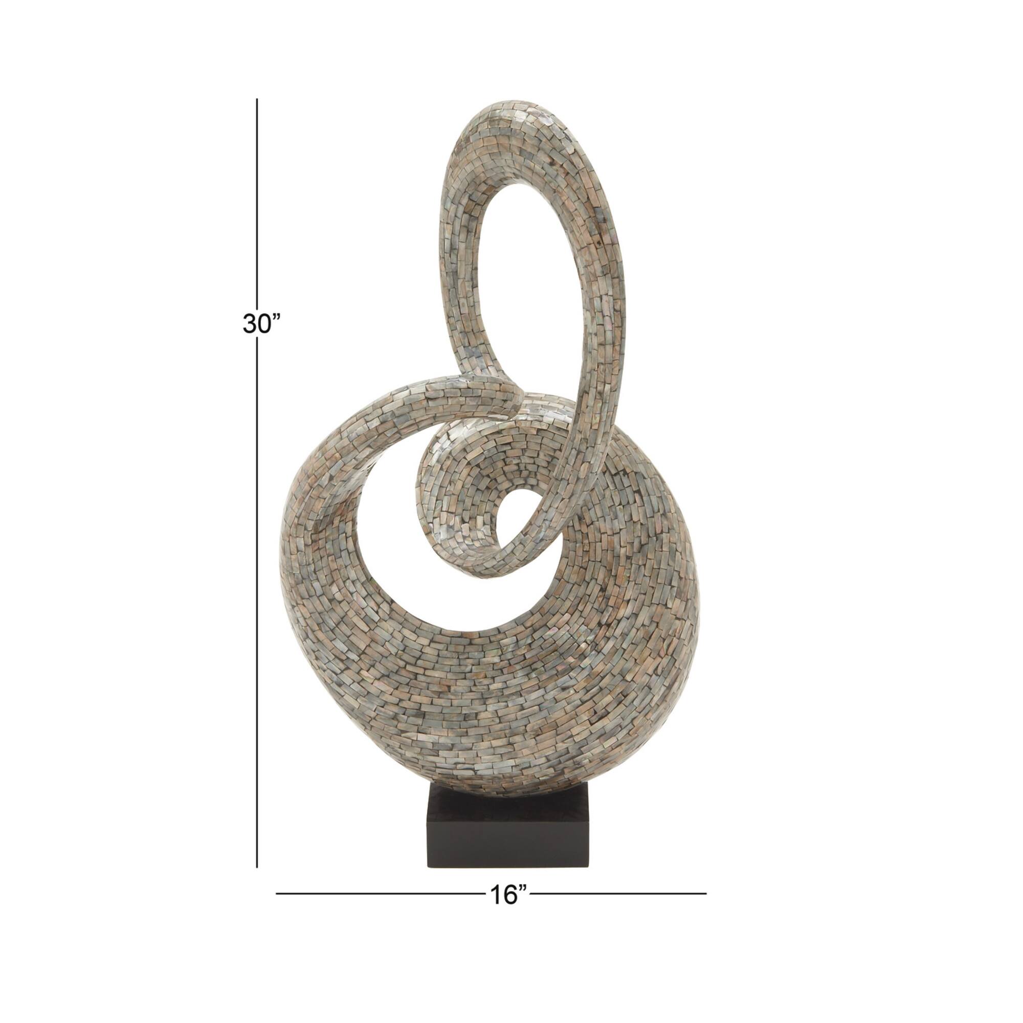 30" Gray Capiz Shell Abstract Sculpture